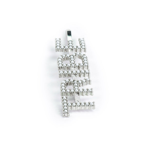 Hairpin "TRIBE" with White Pearls in silver tone