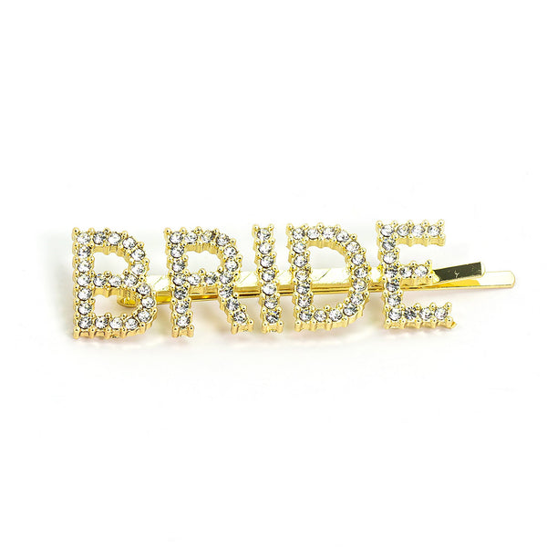 Hairpin "BRIDE" with Rhinestones in gold tone