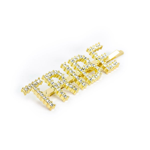 Hairpin "TRIBE" with Rhinestones in gold tone