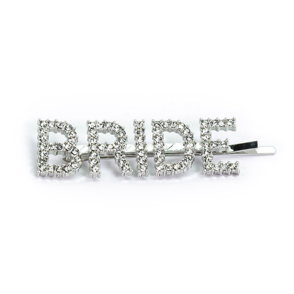 Hairpin “BRIDE” with Rhinestones in silver tone