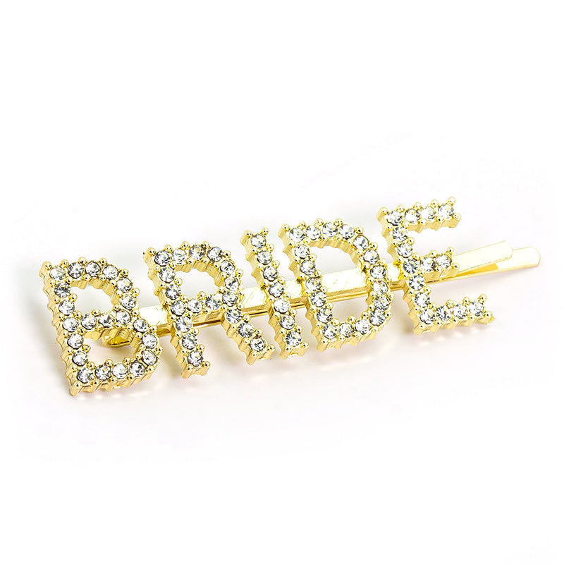 Hairpin "BRIDE" with Rhinestones in gold tone