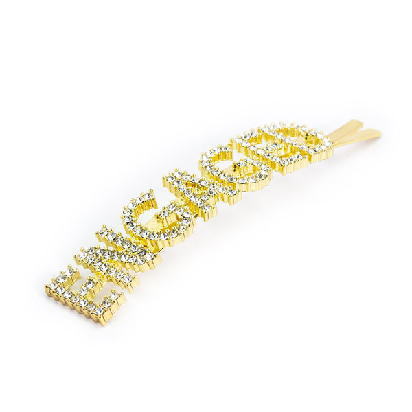 Hairpin "ENGAGED" with Rhinestones in gold tone