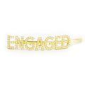 Hairpin "ENGAGED" with White Pearls in gold tone