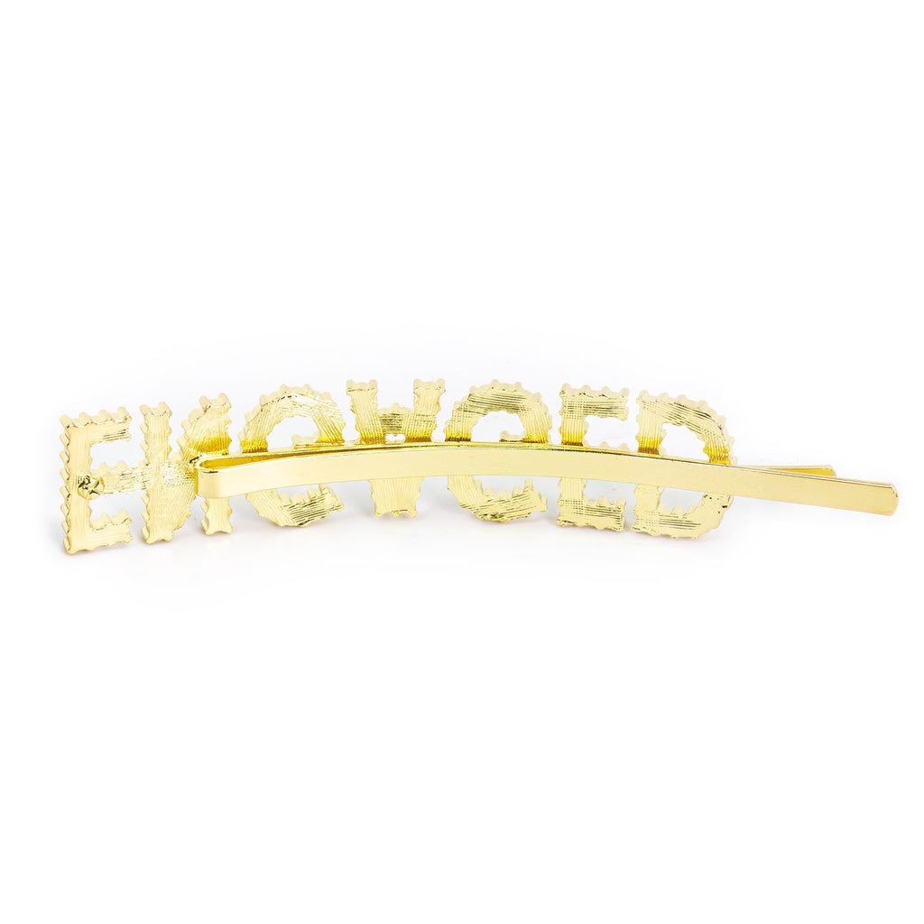 Hairpin "ENGAGED" with White Pearls in gold tone