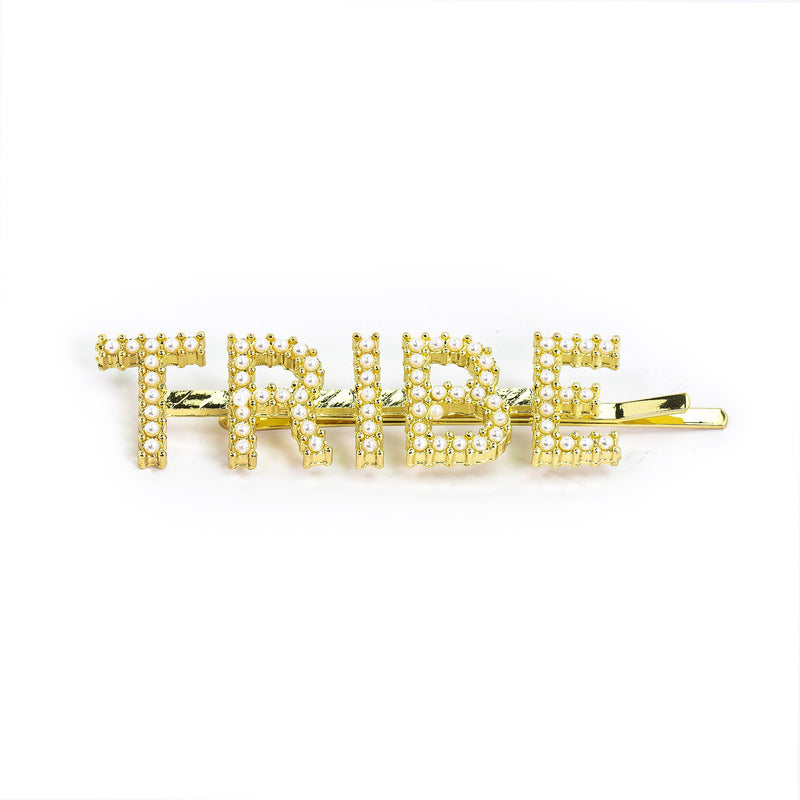 Hairpin "TRIBE" with White Pearls in gold tone