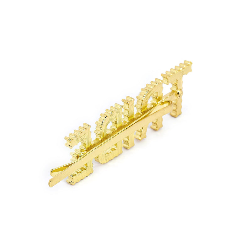 Hairpin "TRIBE" with White Pearls in gold tone