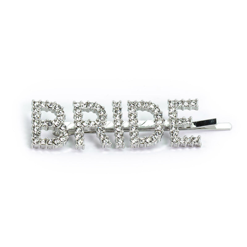 Hairpin “BRIDE” with Rhinestones in silver tone
