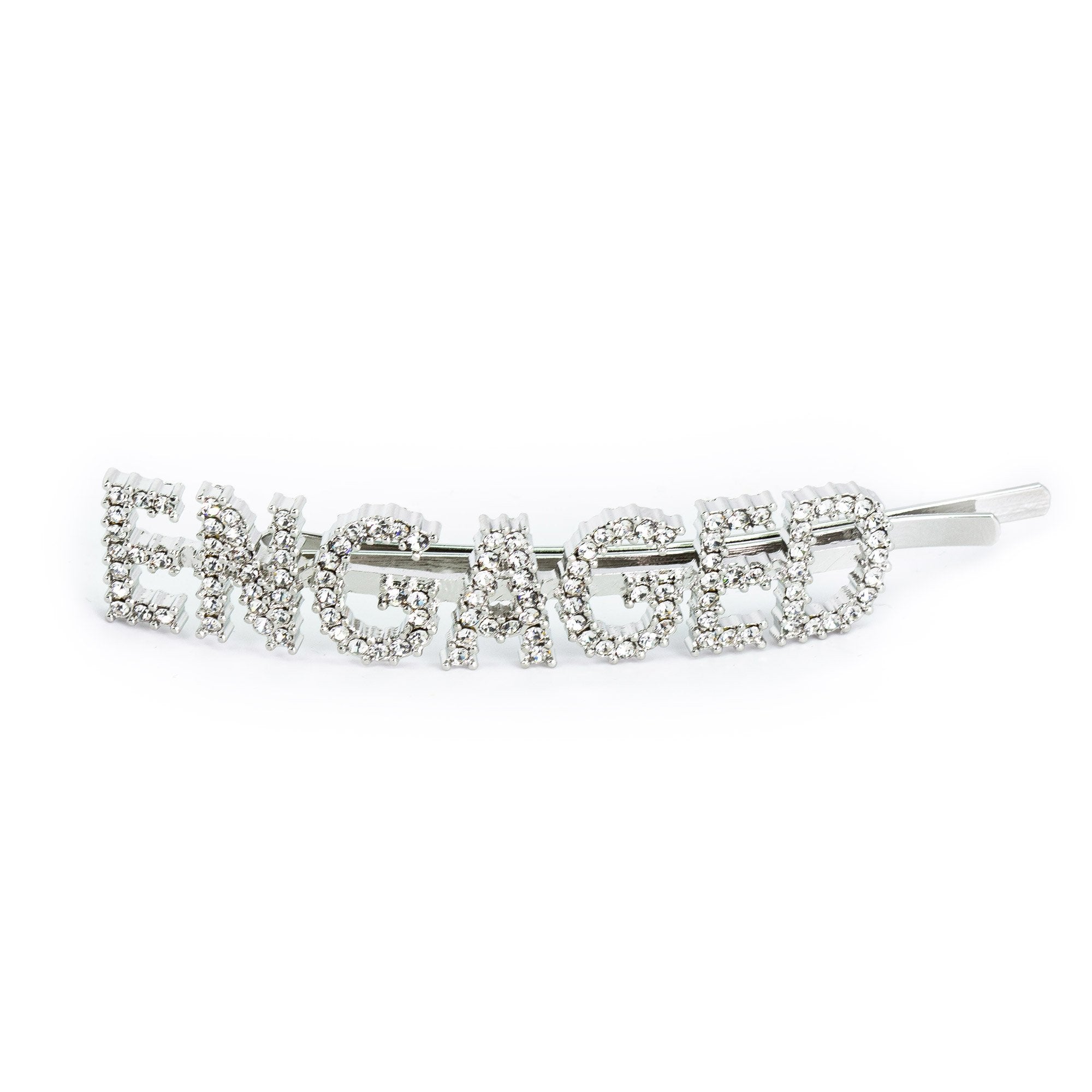 Hairpin “ENGAGED” with Rhinestones in silver tone