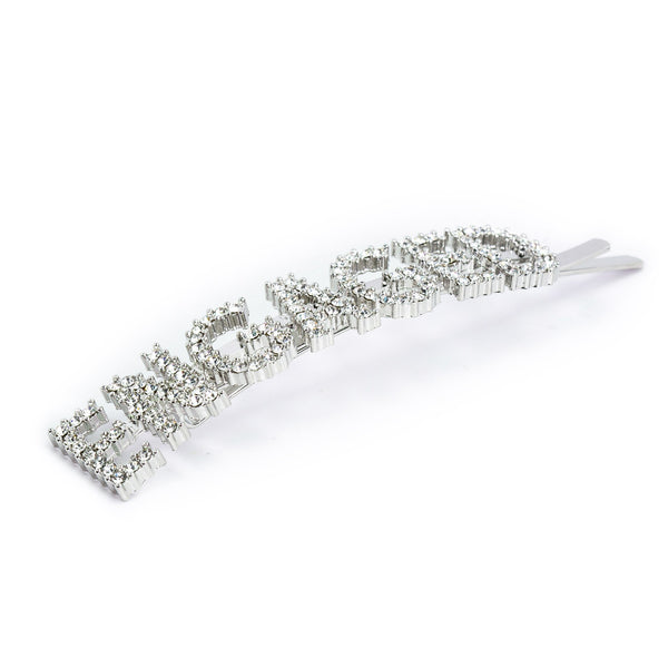 Hairpin “ENGAGED” with Rhinestones in silver tone