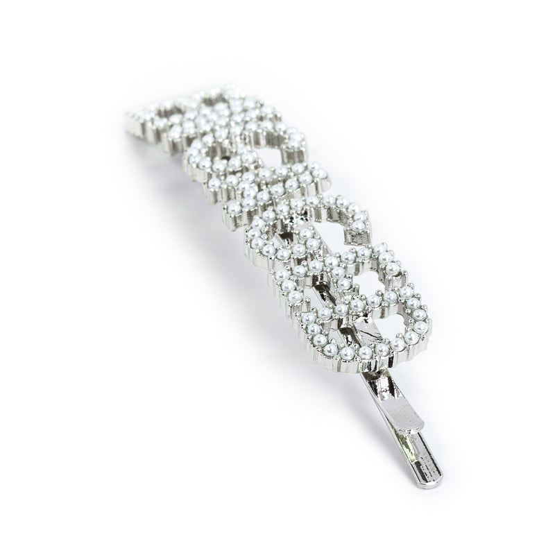 Hairpin “ENGAGED” with White Pearls in silver tone