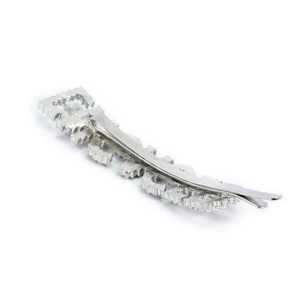 Hairpin “ENGAGED” with White Pearls in silver tone