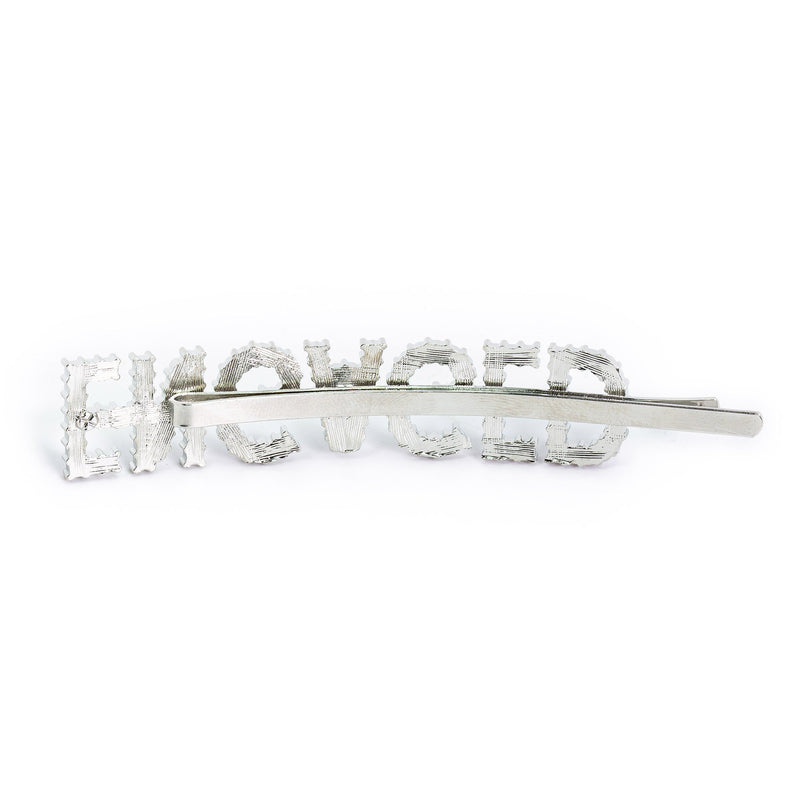 Hairpin “ENGAGED” with White Pearls in silver tone