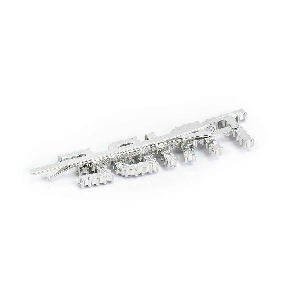 Hairpin "TRIBE" with White Pearls in silver tone